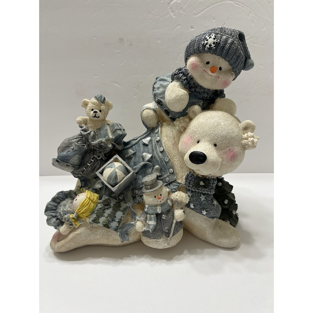 Vintage Christmas Collection by Lincolnshire Polar Bear Snowman Resin 10x10x8"